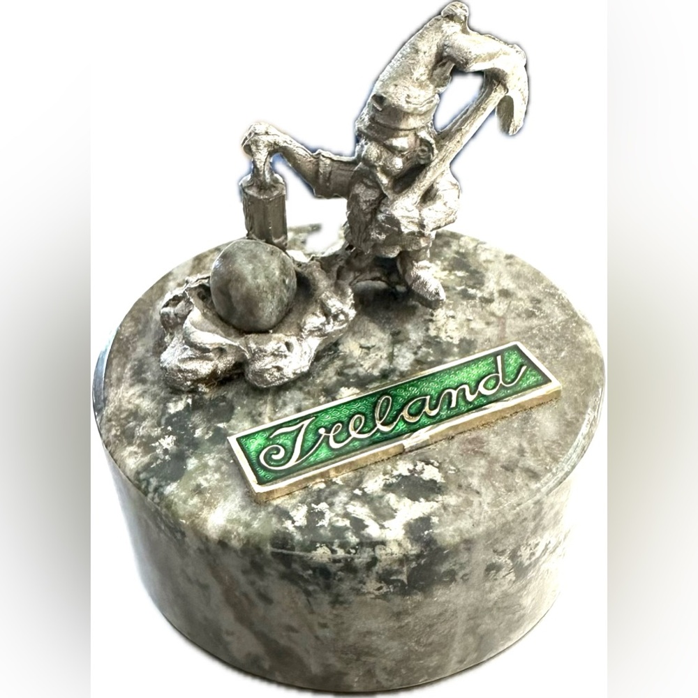 Connemara Marble Ireland Pewter Leprechaun Gnome Figure Paper Weight Souvenir